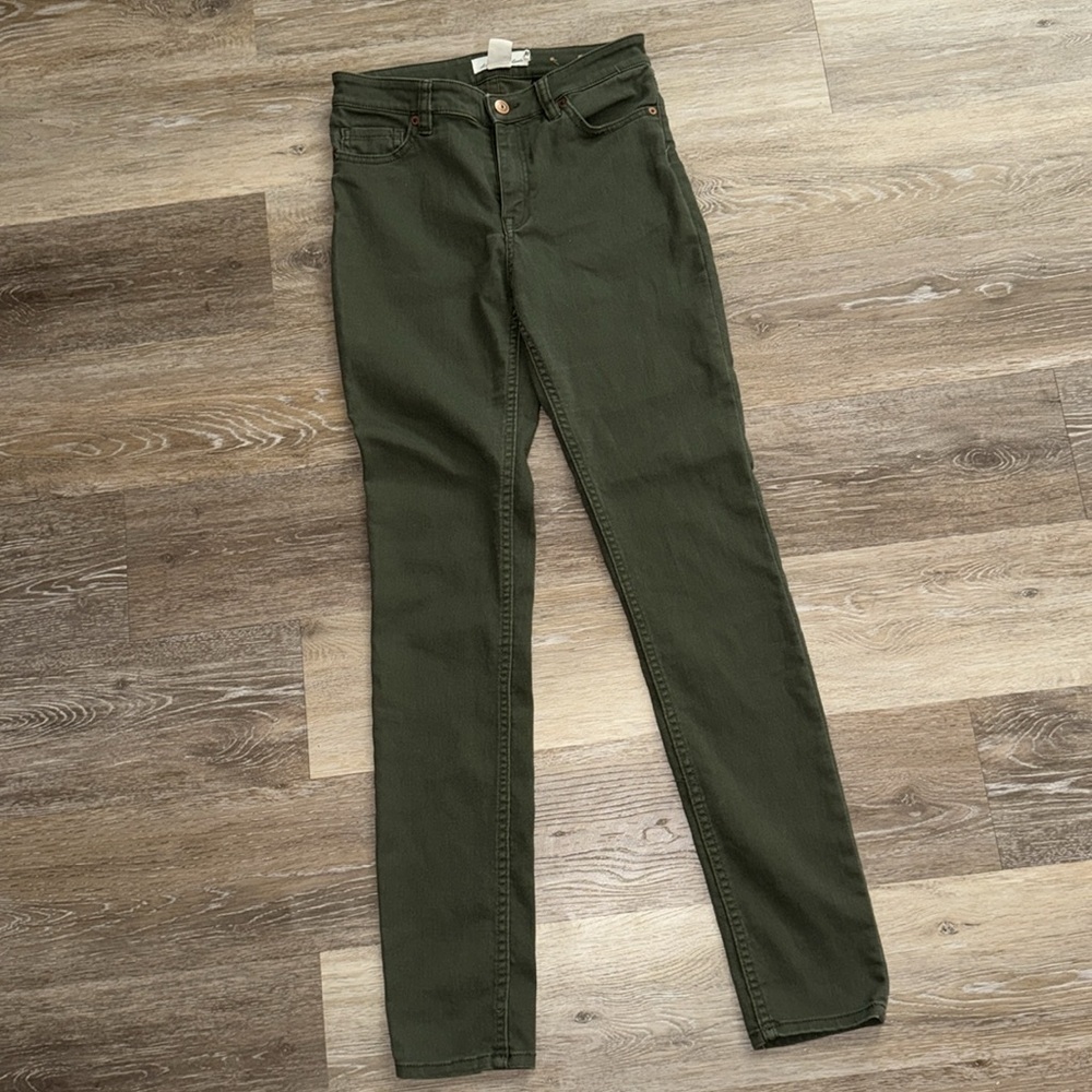 H&M Olive Skinny High-Rise Jeans